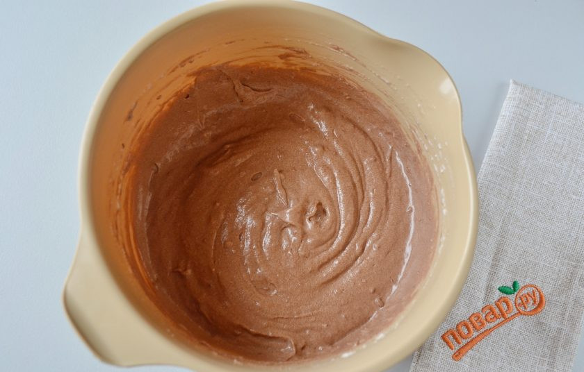 1. Этап. Торт 3 шоколада: 9. Тесто для бисквита готово, легкое и воздушное, очень ароматное.