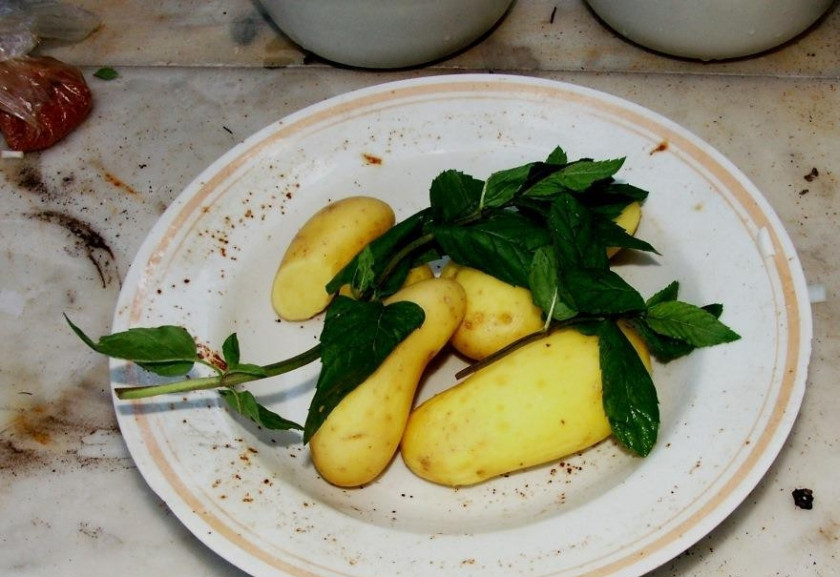 1. Этап. Шулюм из баранины на костре: Пускай суп покипит еще минут 15-20, а мы тем временем почистим картошечку, ее нужно разрезать на крупные куски, а можно положить в котелок и целую.