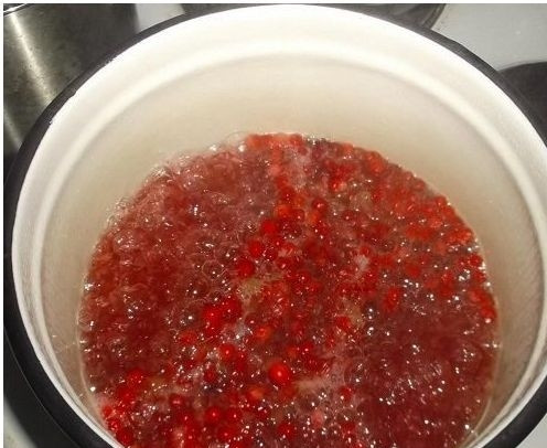 1. Этап. Морс из ягод: Ягоды сложите в кастрюлю и залейте водой. Поставьте на огонь, доведите до кипения и проварите 2-3 минуты.