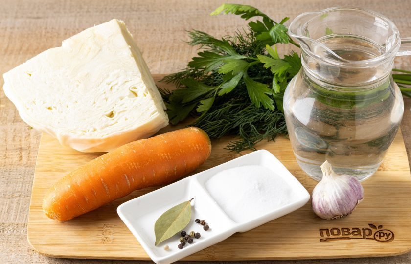 1. Этап. Турша с капустой на зиму: Подготовьте все ингредиенты.