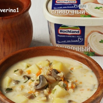 Сырный суп с грибами