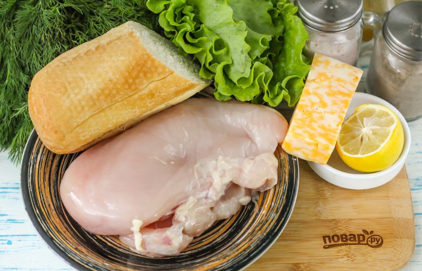 1. Этап. Салат Цезарь диетический: Подготовьте указанные ингредиенты.