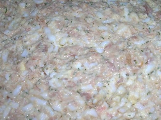 1. Этап. Корзиночки с салатом: 11. Смешиваем все составляющие.