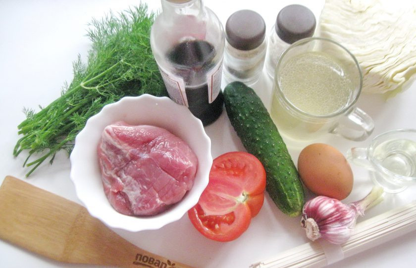 1. Этап. Корейская окрошка Кукси: Подготовьте ингредиенты для приготовления 