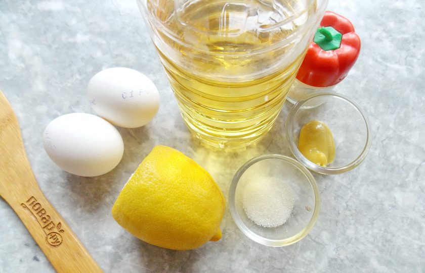 1. Этап. Домашний майонез Провансаль миксером за 5 минут: Подготовьте ингредиенты для приготовления майонеза 