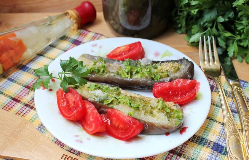 1. Этап. Квашеные фаршированные баклажаны: Квашеные фаршированные баклажаны готовы. Подавайте на закуску.