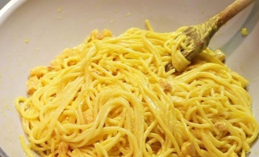 1. Этап. Карбонара без яиц: Ваша карбонара готова, подавайте ее горячей.