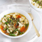 Spring Vegetable Tortellini Soup with Pesto