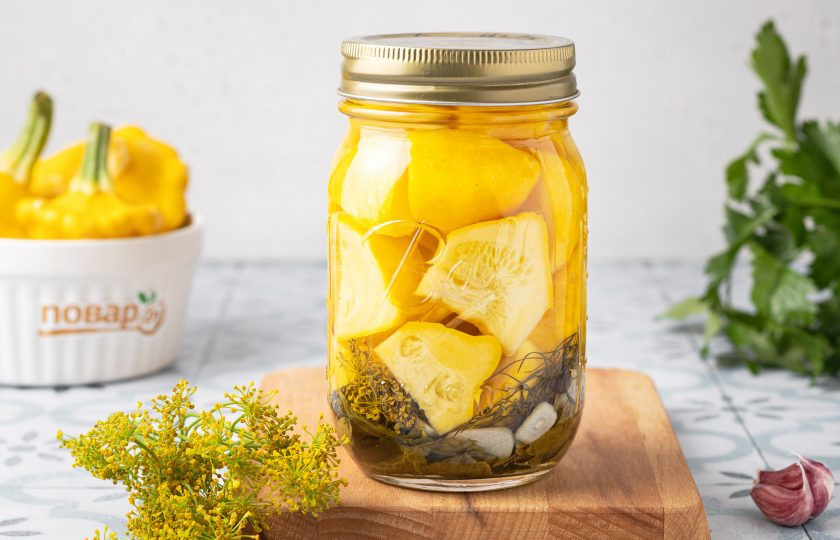 1. Этап. Патиссоны Пальчики оближешь на зиму: После можно убрать заготовку в прохладное место на хранение. Патиссоны 