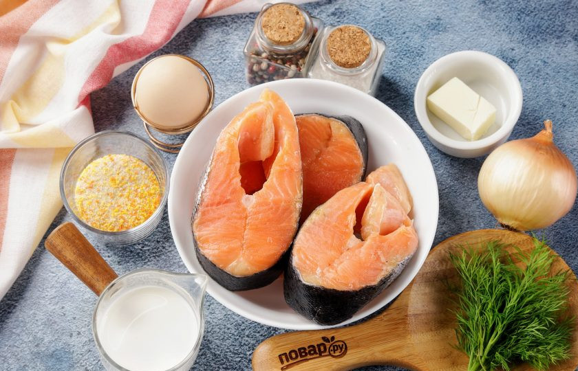 1. Этап. Клёцки рыбные: Подготовьте все ингредиенты по списку. У меня красная рыба, но подойдёт любая, которая есть в наличии. Можете добавить специи по вкусу.