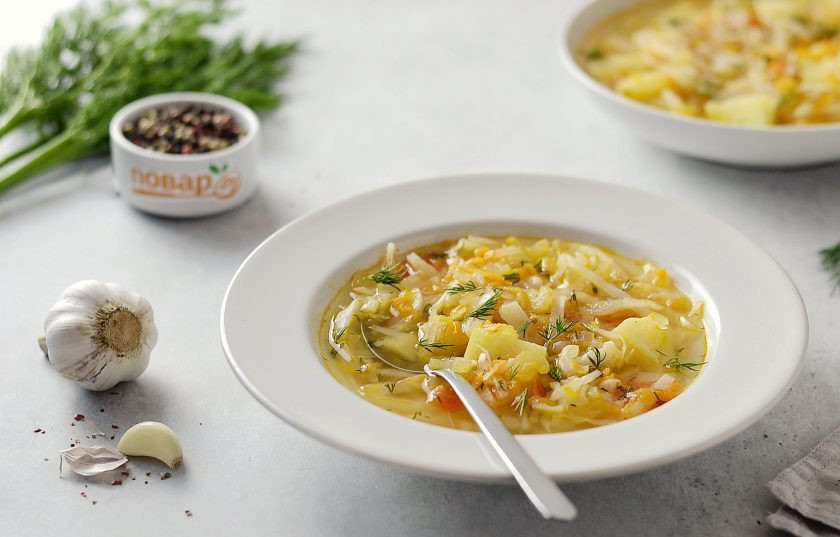 1. Этап. Овощной суп без мяса с капустой: Овощной суп без мяса с капустой готов, приятного аппетита!