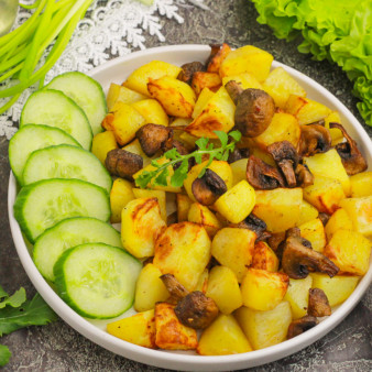 Картошка с грибами в аэрогриле