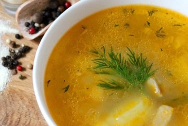 1. Этап. Манный суп: Подаем суп к столу. Приятного аппетита!