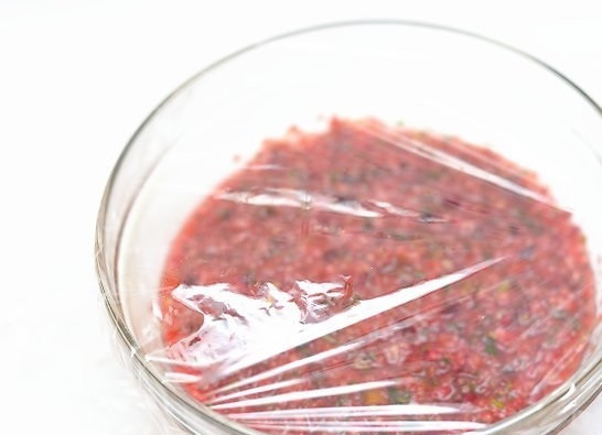 1. Этап. Клюквенная сальса: 6. Накройте пищевой пленкой и отправьте в холодильник настаиваться. Клюквенная сальса - это нереально вкусно и ароматно!