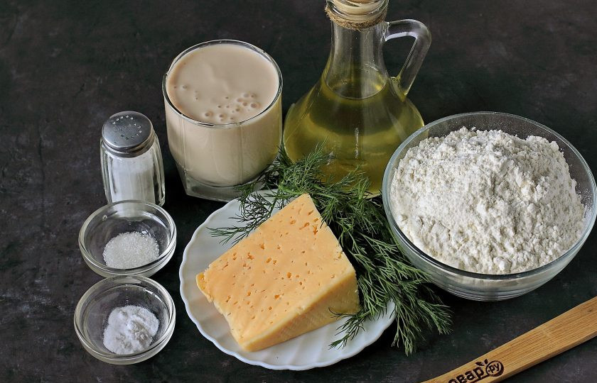 1. Этап. Сырные лепешки за 15 минут: Подготовьте все ингредиенты.