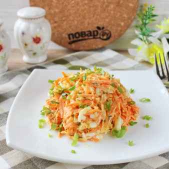 Салат из моркови, яиц и сыра