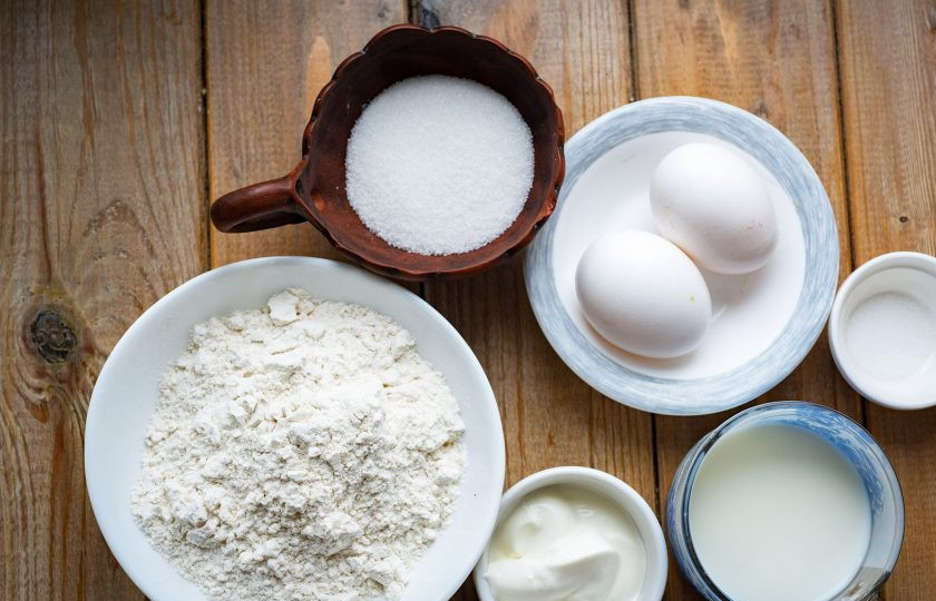 1. Этап. Бельгийские вафли без масла: Подготовьте все необходимые ингредиенты.