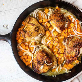Apple Cider Chicken Thighs with Sweet Potatoes