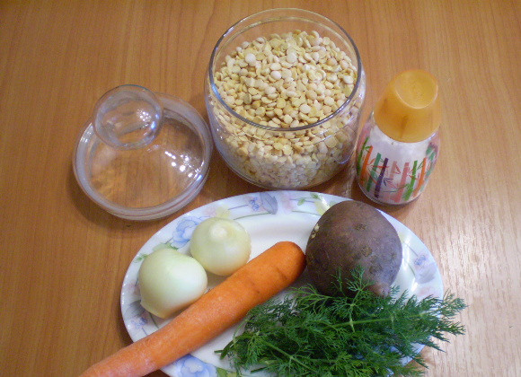 1. Этап. Гороховый суп в мультиварке: 1. Приготовим продукты.