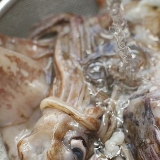 1. Этап. Кольца кальмаров в кляре с соусом: 2. Кальмаров очистите и промойте.