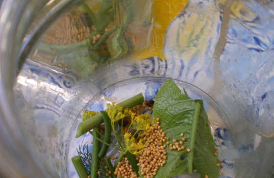 1. Этап. Ассорти с патиссонами: 1. Выкладываем обозначенное количество специй на банку. Далее выкладываем порезанные овощи.