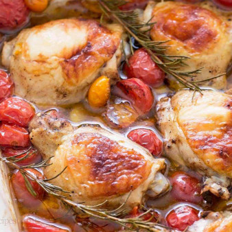 Baked Chicken Thighs With Cherry Tomatoes