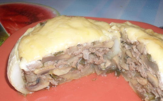 1. Этап. Патиссоны, фаршированные грибами: Приятного аппетита!