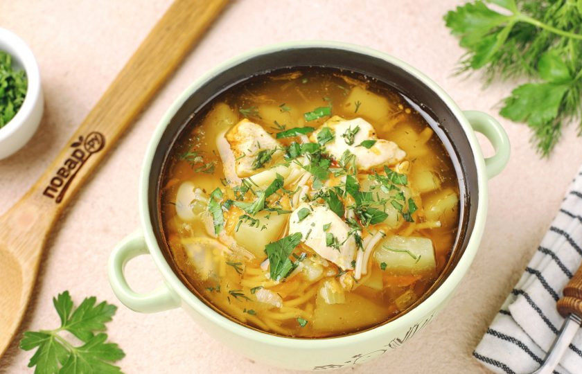 1. Этап. Суп на завтрак: Суп на завтрак готов. Приятного аппетита!