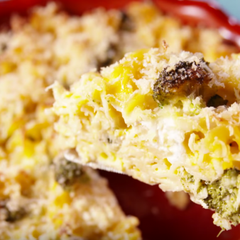 Broccoli Cheddar Noodle Pie