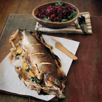 Whole Roasted Salmon with Orange Butter Glaze