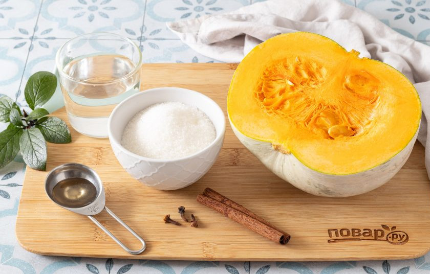 1. Этап. Тыква в сиропе: Подготовьте все ингредиенты.