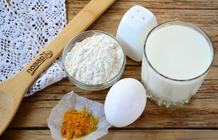 1. Этап. Малазийские кружевные блины Роти Джала: Подготовьте все необходимые ингредиенты.