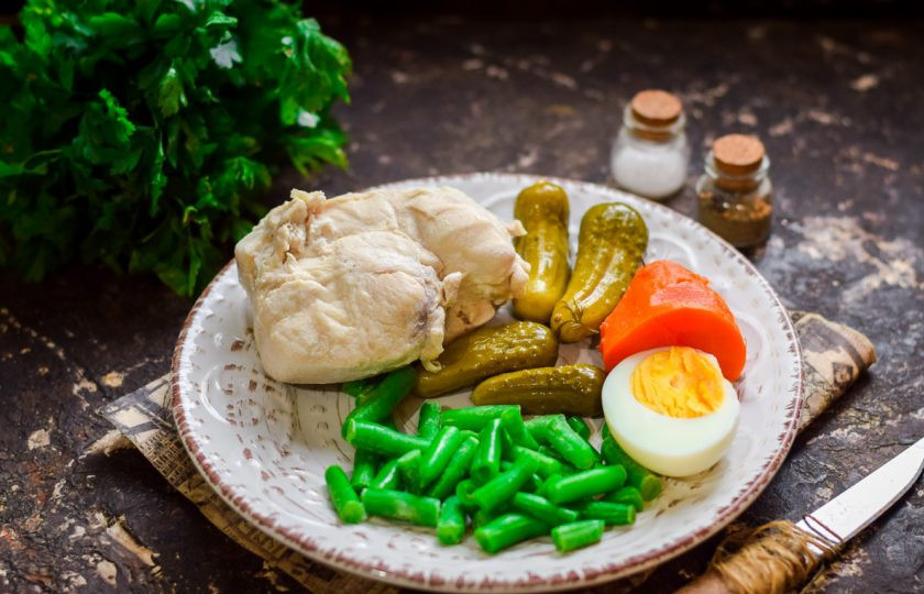 1. Этап. Оливье по Дюкану: Подготовьте ингредиенты.