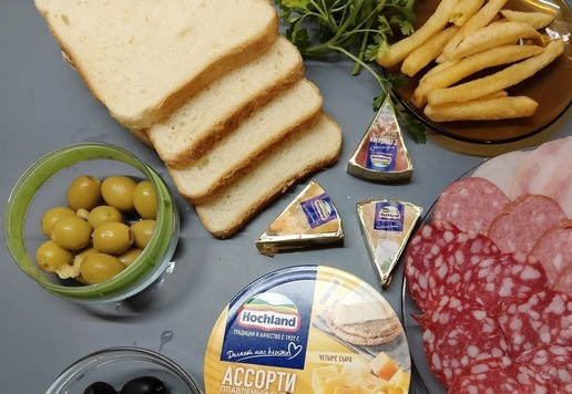 1. Этап. Мини-бутерброды Ассорти: Продукты.