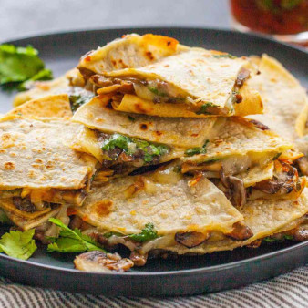 Crispy Cheese and Mushroom Quesadillas