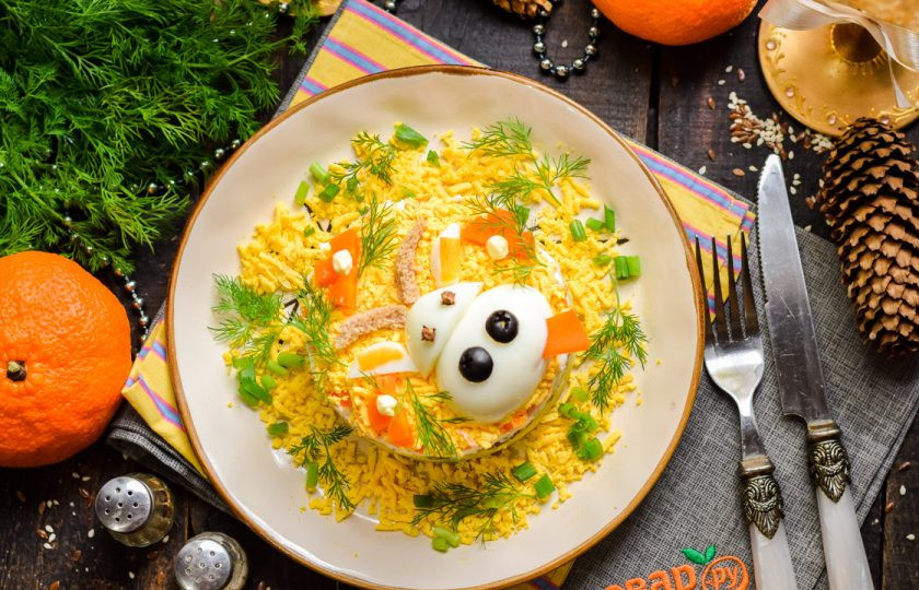 1. Этап. Салат Мимоза на Новый год Быка 2021: Приятного аппетита! С наступающим Новым годом!