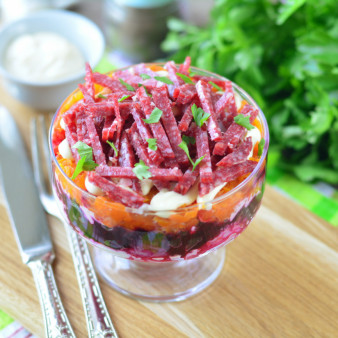 Салат Лохматый с колбасой