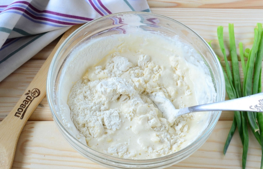 1. Этап. Фитчи: Добавьте посеянную муку.