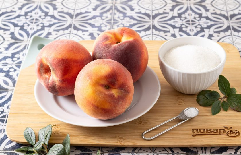 1. Этап. Цукаты из персиков: Подготовьте все ингредиенты.