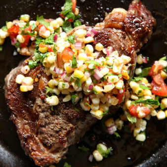 Rib-Eye Steak with Grilled Corn Salad