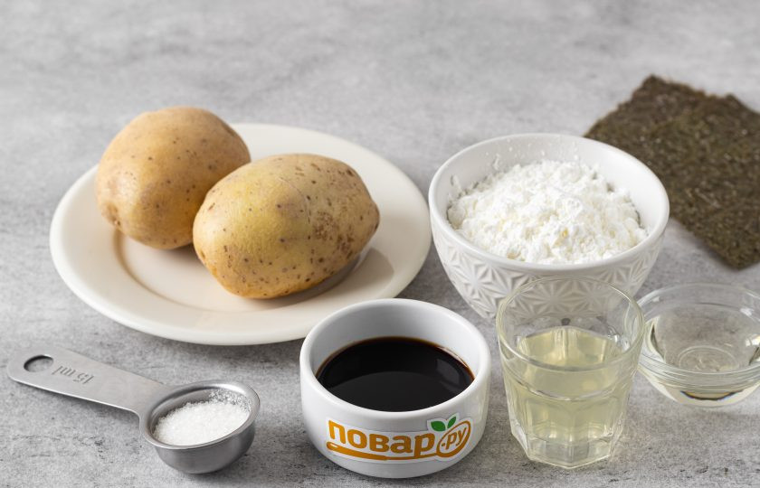 1. Этап. Картофельные лепешки Имомоти: Подготовьте все ингредиенты.