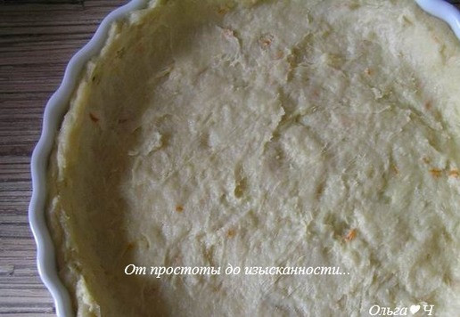 1. Этап. Творожно-ореховый тарт: Тесто распределите в форме для тарта, сделав бортики. Я готовила полпорции в форме диаметром 18-19 см.