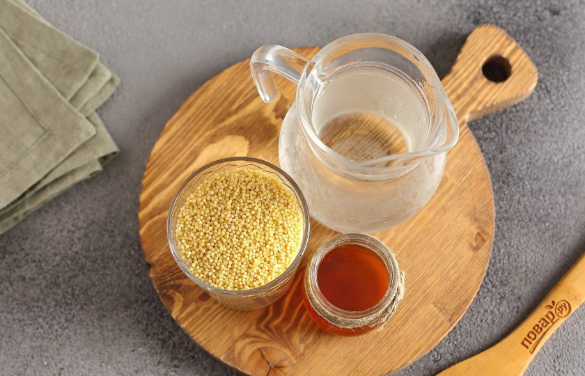 1. Этап. Пшенная каша для похудения: Подготовьте все ингредиенты.