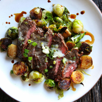 Steak and Brussels Sprouts with Scallion Butter