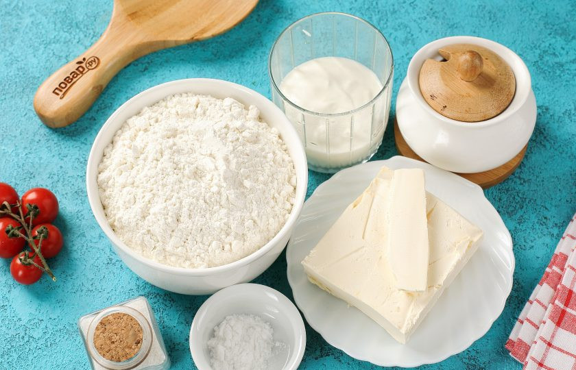 1. Этап. Песочное тесто на маргарине для пирога: Подготовьте все ингредиенты.