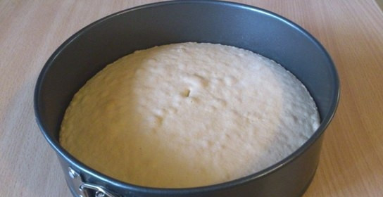 1. Этап. Пирог с маскарпоне и вишней: В глубокую миску вбить яйца и всыпать сахар с ванилином. Взбить до образования плотной пены. Добавить просеянную муку и тщательно перемешать ложкой. Полученную массу выложить в форму и испечь бисквит. Остудить его, не доставая из формы.