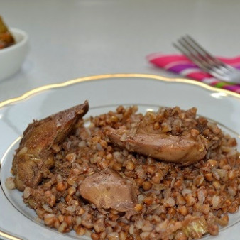 Гречка с куриной печенью