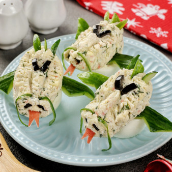 Фаршированные яйца Новогодние драконы