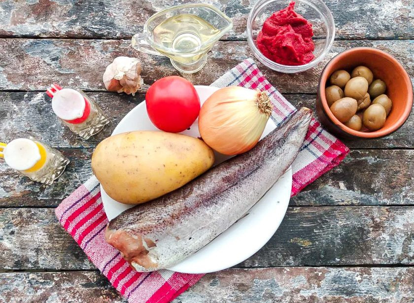 1. Этап. Рыба по-сицилийски: Подготовьте все необходимые ингредиенты.