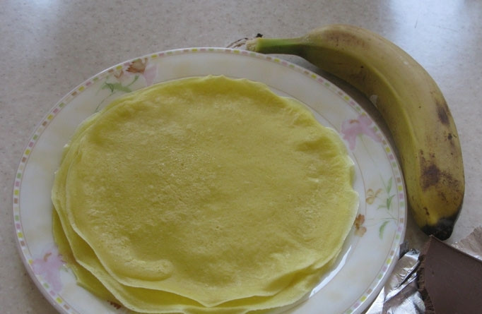 1. Этап. Блинчики с шоколадом и бананом: Наши ингредиенты.